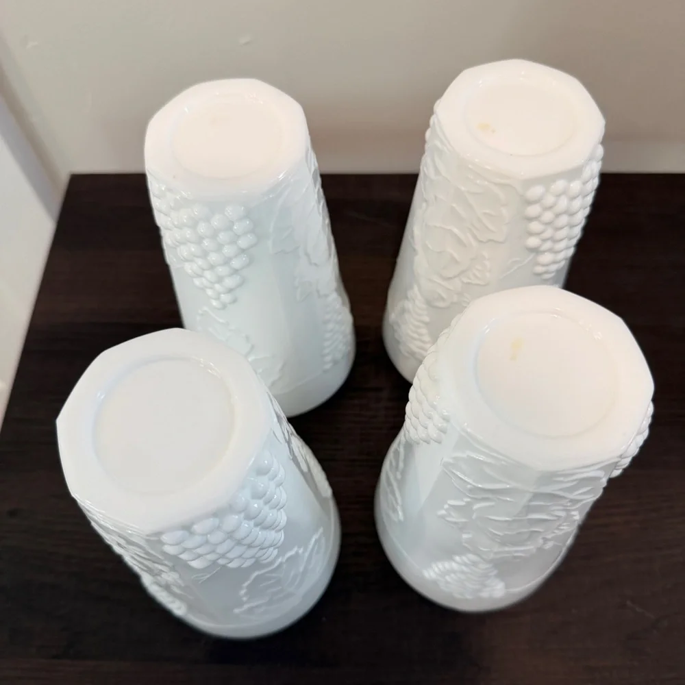 Indiana Glass Colony Harvest Grape Milk Glass Tumblers Set of 4